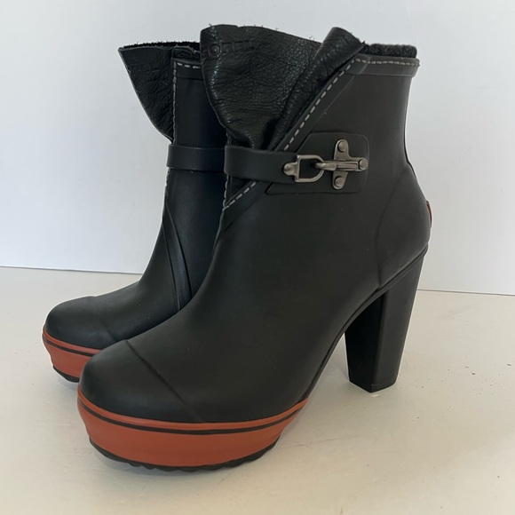 Sorel Medina Rain Heel Boot Vulcanized Rubber Black size 6 - Picture 10 of 10